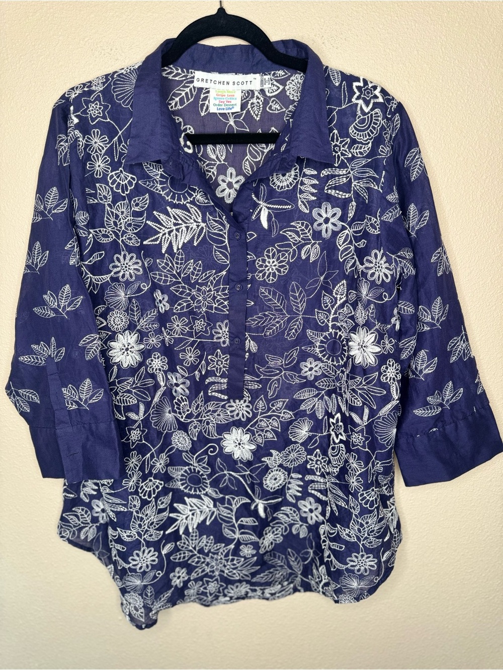 Gretchen Scott floral blue tunic size Goddess ( XXL)